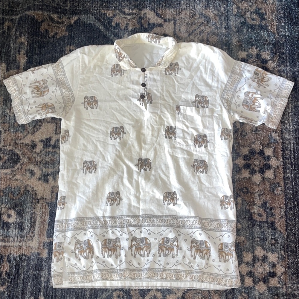 Elephant Print Kids Shirt - White